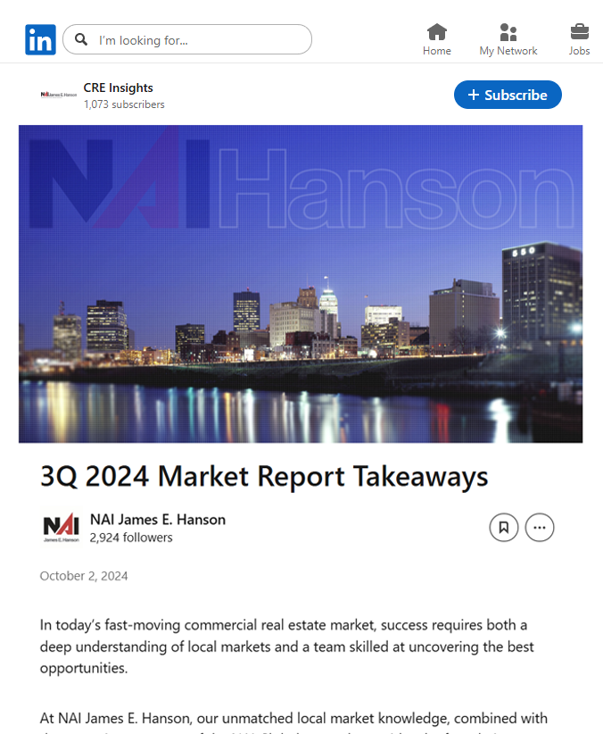 NAI Hanson 3Q 2024 Newsletter Screenshot NAI Hanson 3Q 2024 Newsletter